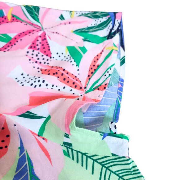 LOFT Floral Tropical Print Women’s Blouse - Short Sleeve Scoop Neck Top, Size M - Picture 3 of 7